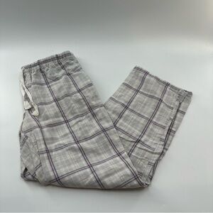 Stars Above White, Light Grey & Purple Flannel Pajama Pants – Size M